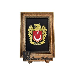 Nakış İşlemeli Ahşap Ayaklı Türkiye Arması