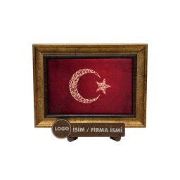 İpek Kadife Masaüstü Ay Yıldız Kelime-i Tevhid