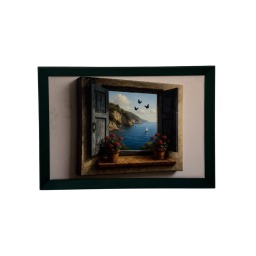 Huzur Penceresi Ahşap Çerçeveli İpek Kadife Tablo