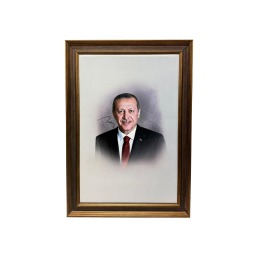 İpek Kadife Recep Tayyip Erdoğan İmzalı Portre