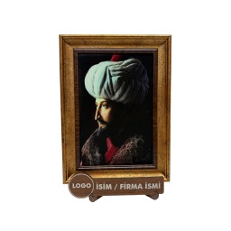 İpek Kadife Masaüstü Fatih Sultan Mehmet Sarıklı Portre